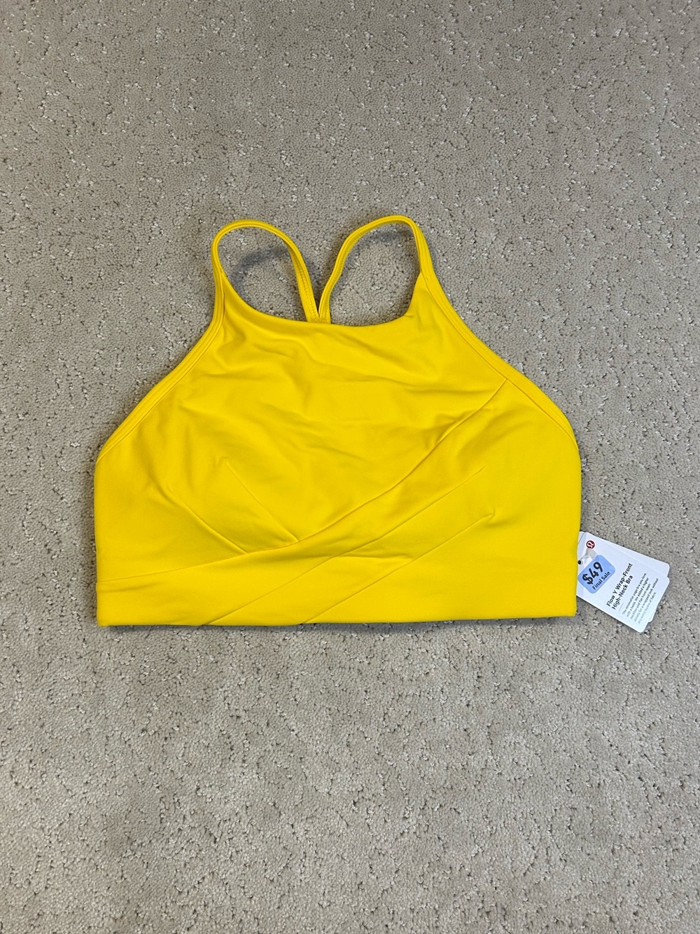 NWT Lululemon Flow Y Wrap-Front High-Neck Bra Maze Yellow Size 6 MZYW